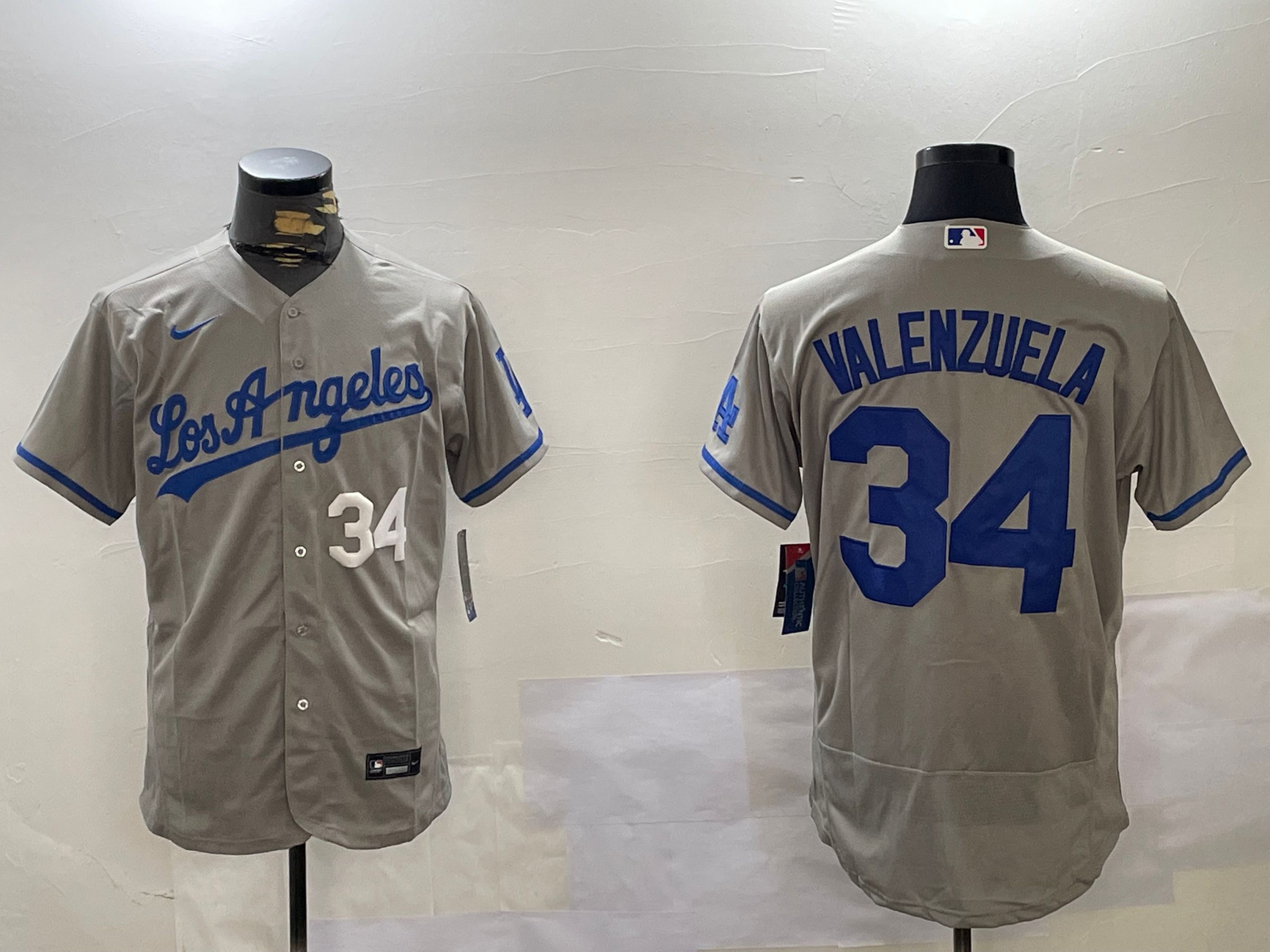 Men Los Angeles Dodgers #34 Valenzuela Grey Elite 2024 Nike MLB Jersey style 12161->los angeles dodgers->MLB Jersey